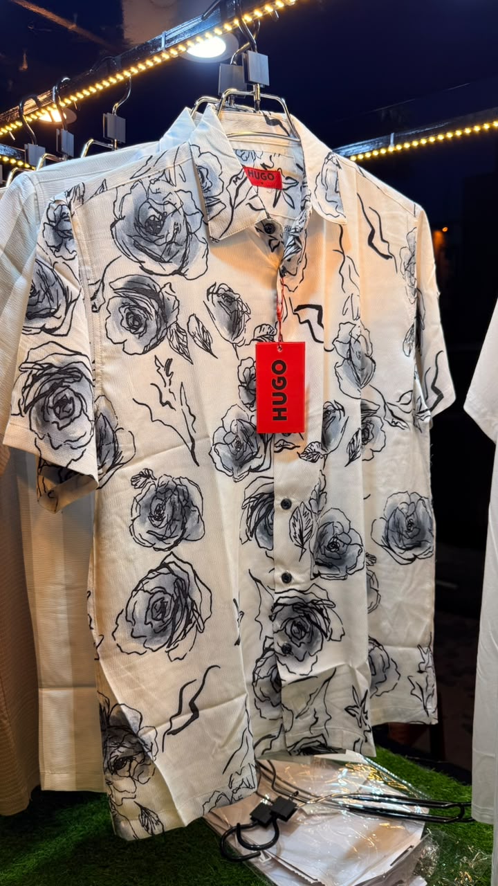 Boss chinese half shirts black rose