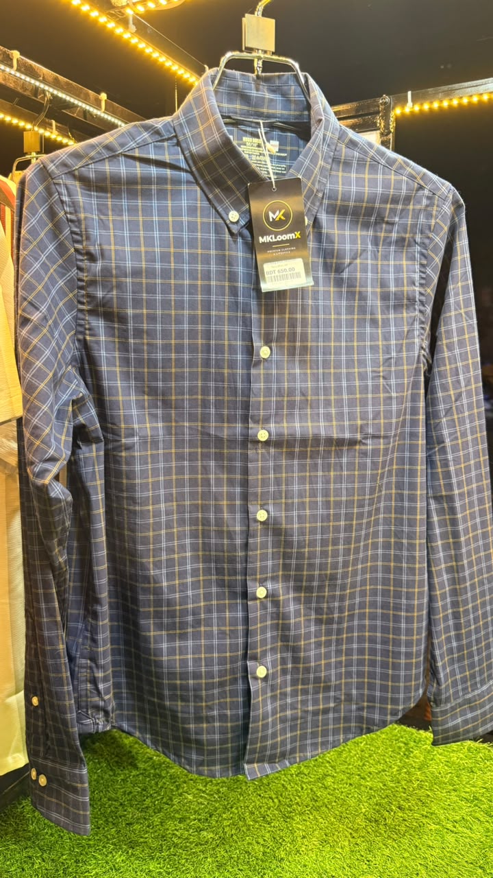 Mens Navy Blue Tattersall Check Full Sleeve Shirt